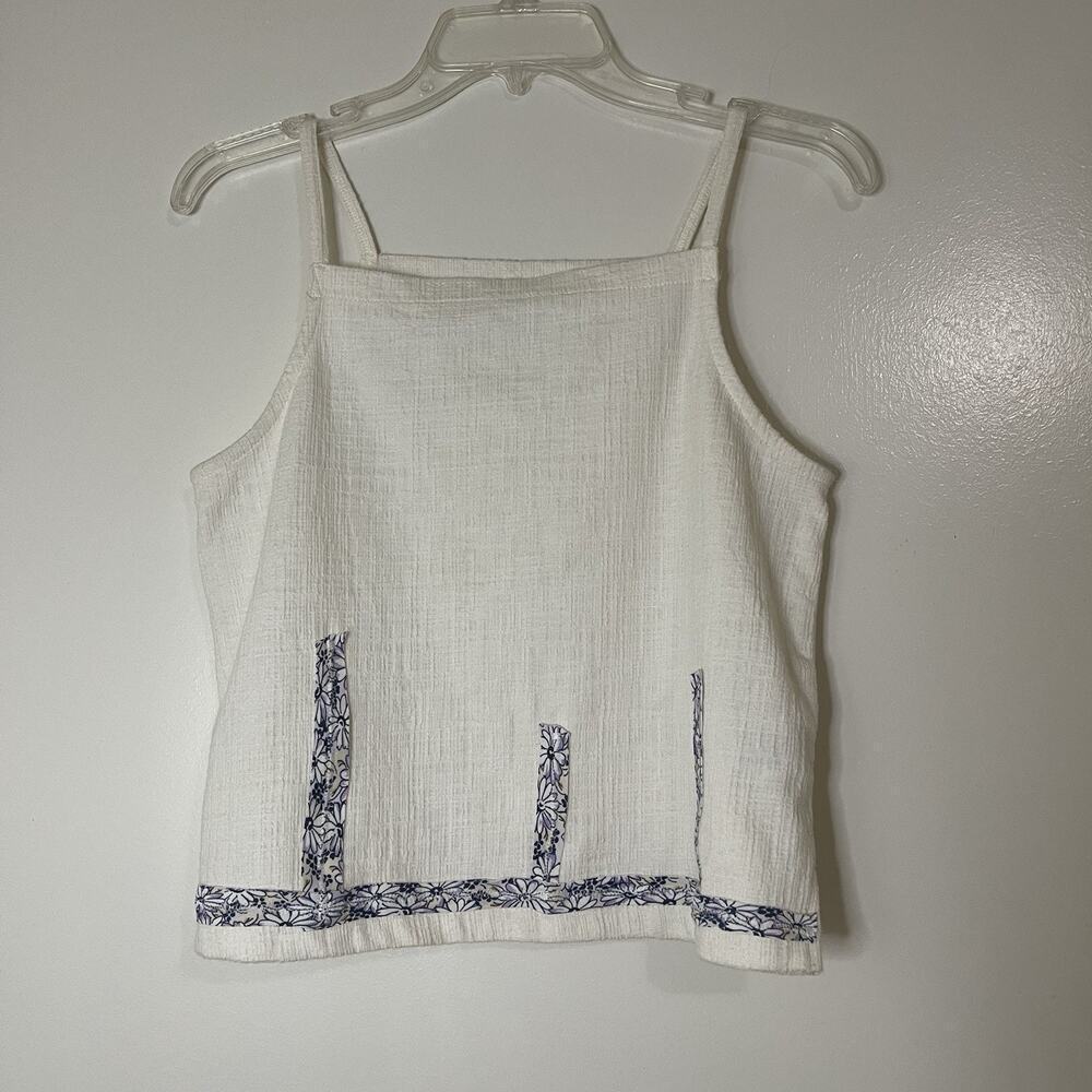 Madewell Gauze white Daisy trim square neck tank top small